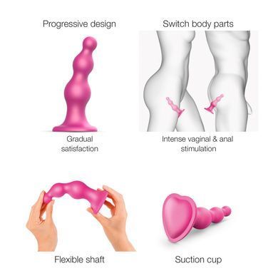 Насадка для страпона Strap-On-Me Dildo Plug Beads Framboise Metallic L &mdash; купити в інтим-бутику EroticToys