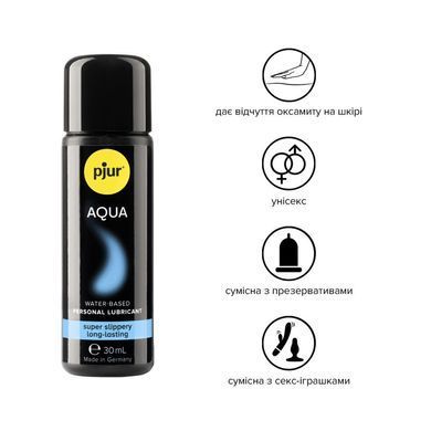 Лубрикант на водній основі pjur Aqua 30 мл, ефект оксамитової шкіри без прилипання &mdash; купити в інтим-бутику EroticToys