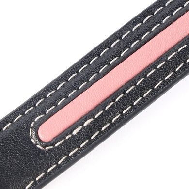 Нашийник з повідцем LOCKINK SEVANDA Love Heart Butterfly Leather Collar Set, чорно-рожевий, з бантом &mdash; купити в інтим-бутику EroticToys