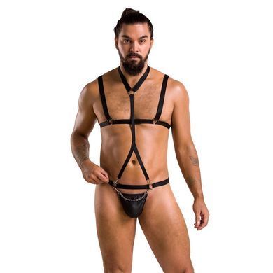 Комплект чоловічої білизни зі стреп Passion 039 SET ANDREW L/XL Black, стринги, шлейки &mdash; купити в інтим-бутику EroticToys