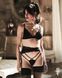 Комплект Obsessive Lobellis 3-pcs set, XS/S, чорний, ліф з м&rsquo;якою чашкою, стрінги, пояс для панчіх в інтим-бутику EroticToys