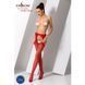 Сітчасті панчохи-стокінги Passion S018 One Size, Red, імітація пояса, сітка з вертикальними смужками в інтим-бутику EroticToys