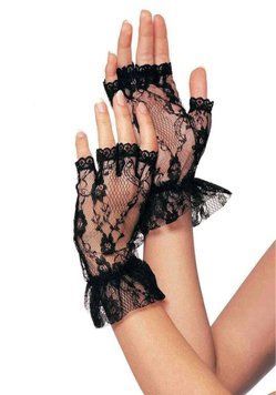 Короткі рукавички-гловелети Leg Avenue Wrist length fingerless gloves, One Size, чорні, сітка &mdash; купити в інтим-бутику EroticToys