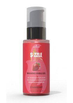 Зігрівальний масажний гель Sensuva Sizzle Lips Strawberry (59 мл), без цукру, їстівний &mdash; купити в інтим-бутику EroticToys
