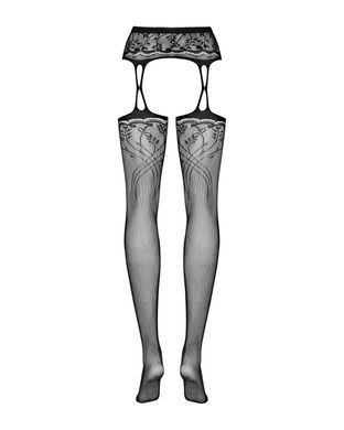 Замовити анонімно: Панчохи-стокінги з рослинним малюнком Obsessive Garter stockings S206 black S/M/L чорні, імітація га Панчохи-стокінги з рослинним малюнком Obsessive Garter stockings S206 black S/M/L чорні, імітація га — купити в інтим-бутику EroticToys