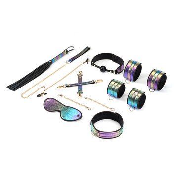 БДСМ-набір Liebe Seele Vivid Rainbow 8 Pieces Set, 8 аксесуарів, екошкіра на оксамитовій основі &mdash; купити в інтим-бутику EroticToys