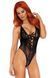 Мереживне боді Leg Avenue Floral lace thong teddy Black, шнурівка на грудях, one size в інтим-бутику EroticToys