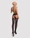 Панчохи-стокінги з рослинним малюнком Obsessive Garter stockings S206 black S/M/L чорні, імітація га в інтим-бутику EroticToys