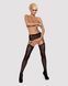 Панчохи-стокінги з рослинним малюнком Obsessive Garter stockings S206 black S/M/L чорні, імітація га в інтим-бутику EroticToys