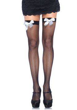 Панчохи-сітка з атласним бантиком Leg Avenue Fishnet Thigh Highs One size, Black, With Bow White &mdash; купити в інтим-бутику EroticToys