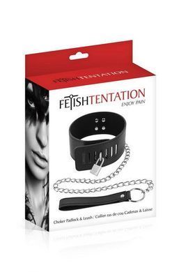 Нашийник з повідцем Fetish Tentation Padlock and Leash &mdash; купити в інтим-бутику EroticToys