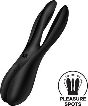 Кліторальний вібратор Satisfyer Threesome 2 Black, 3 гнучкі пальчики, 3 мотори &mdash; купити в інтим-бутику EroticToys
