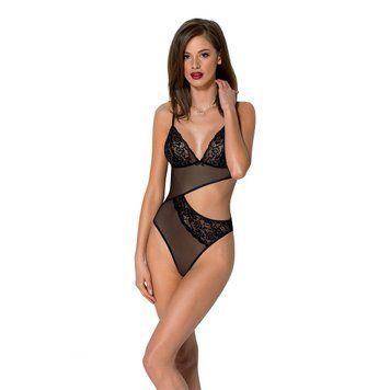 Боді з ажурним ліфом Passion CHRISTA BODY L/XL, black &mdash; купити в інтим-бутику EroticToys