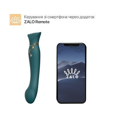 Смартвібратор 3в1 Zalo &mdash; Queen Set Jewel Green, пульсівна перлина та вакуум, кристал Swarovski &mdash; купити в інтим-бутику EroticToys