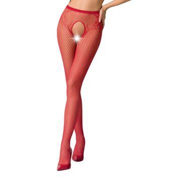 Сітчасті колготки-бодістокінги Passion S019 One Size, Red, імітація трусиків, відкритий доступ &mdash; купити в інтим-бутику EroticToys