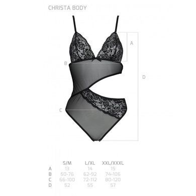 Боді з ажурним ліфом Passion CHRISTA BODY S/M, black &mdash; купити в інтим-бутику EroticToys