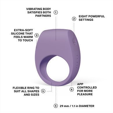 Ерекційне кільце з вібрацією LELO Tor 3 Violet Dusk, керування зі смартфона &mdash; купити в інтим-бутику EroticToys