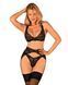 Комплект білизни Obsessive Donna Dream 3-pcs set XS/S Black, бюстгальтер, стрінги, пояс для панчіх в інтим-бутику EroticToys