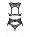 Комплект білизни Obsessive Donna Dream 3-pcs set XS/S Black, бюстгальтер, стрінги, пояс для панчіх в інтим-бутику EroticToys