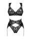 Комплект білизни Obsessive Donna Dream 3-pcs set XS/S Black, бюстгальтер, стрінги, пояс для панчіх в інтим-бутику EroticToys