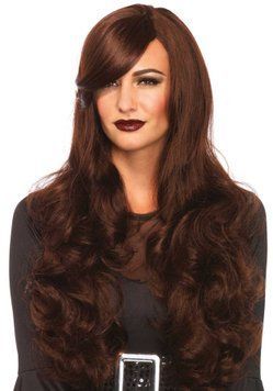 Хвиляста перука з косим чубчиком Leg Avenue Long Wavy Wig 68 см, коричнева &mdash; купити в інтим-бутику EroticToys