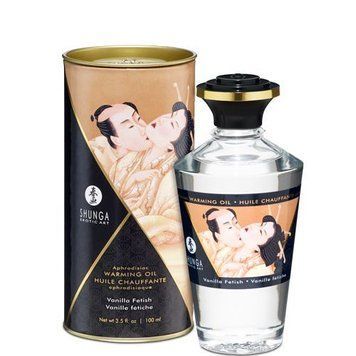 Розігрівальна олія Shunga Aphrodisiac Warming Oil &ndash; Vanilla Fetish (100 мл) без цукру, смачна &mdash; купити в інтим-бутику EroticToys