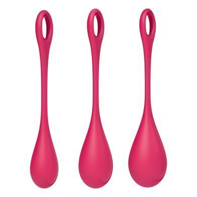 Набір йоні намистин Satisfyer Yoni Power 1 Red, діаметр 2-2,5-3см, вага 22-46-74гр &mdash; купити в інтим-бутику EroticToys