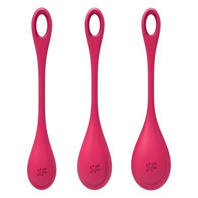Набір йоні намистин Satisfyer Yoni Power 1 Red, діаметр 2-2,5-3см, вага 22-46-74гр &mdash; купити в інтим-бутику EroticToys