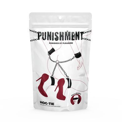 Хрестовина Punishment &ndash; Hog-Tie &ndash; Black, наручники + поножі на ланцюжку &mdash; купити в інтим-бутику EroticToys