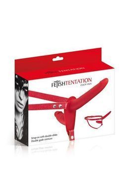 Подвійний страпон Fetish Tentation Strap-On with Double Dildo Red (м'яте паковання!!!) &mdash; купити в інтим-бутику EroticToys
