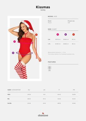 Боді Obsessive Kissmas teddy red L/XL (м'ята упаковка!!!) &mdash; купити в інтим-бутику EroticToys