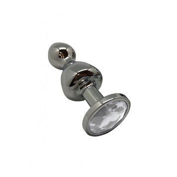 Металева анальна пробка Wooomy Lollypop Double Ball Metal Plug S, діаметр 2,8 см, довжина 8,5 см &mdash; купити в інтим-бутику EroticToys