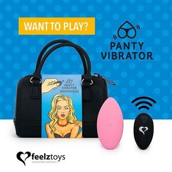 Вібратор в трусики FeelzToys Panty Vibrator Pink з пультом ДК, 6 режимів роботи, сумочка-чохол &mdash; купити в інтим-бутику EroticToys