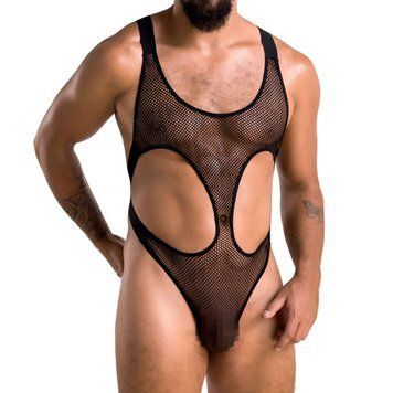 Чоловіче сітчасте боді Passion 040 LEON XXL/XXXL Black, сітка, резинки &mdash; купити в інтим-бутику EroticToys