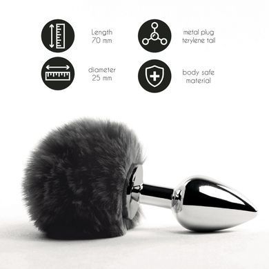 Анальна пробка FeelzToys - Bunny Tails Butt Plug Black &mdash; купити в інтим-бутику EroticToys