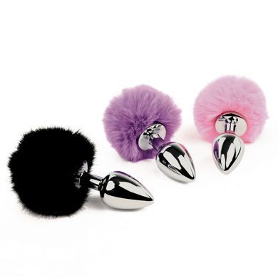 Анальна пробка FeelzToys - Bunny Tails Butt Plug Black &mdash; купити в інтим-бутику EroticToys