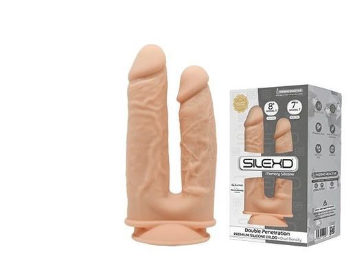 Фалоімітатор подвійний SilexD Double Gusto Flesh (Model 1 size 8" & 7"), двошаровий, силікон + Silexd &mdash; купити в інтим-бутику EroticToys