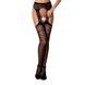 Сітчасті панчохи-стокінги Passion S020 One Size, Black, ажурний візерунок, імітація пояса з гартерам в інтим-бутику EroticToys