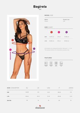 Еротичний комплект під латекс зі стрепами Obsessive Bagirela 2-pcs set L/XL, чорний, під леопард, бю &mdash; купити в інтим-бутику EroticToys