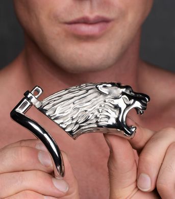 Клітка для пеніса Master Series: Tiger King Cock Cage With Lock, три кільця, замок, три ключі &mdash; купити в інтим-бутику EroticToys