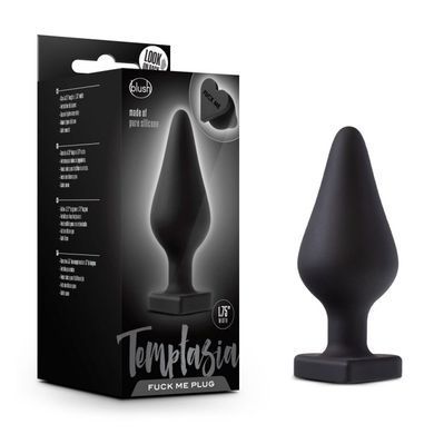 Анальна пробка Blush Temptasia &ndash; Fuck Me Anal Plug &ndash; Black, основа у вигляді сердечка &mdash; купити в інтим-бутику EroticToys
