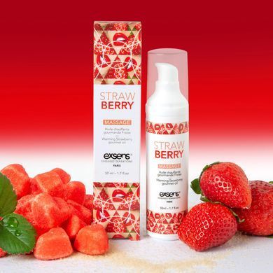 Масажна олія EXSENS Strawberry 50 мл розігрівальна, без цукру, без парабенів, їстівна &mdash; купити в інтим-бутику EroticToys