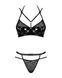 Еротичний комплект під латекс зі стрепами Obsessive Bagirela 2-pcs set L/XL, чорний, під леопард, бю в інтим-бутику EroticToys