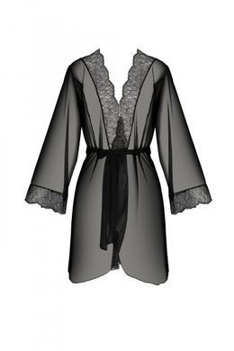 Пеньюар Passion AMBERLY PEIGNOIR black, XXL/XXXL, пояс у комплекті &mdash; купити в інтим-бутику EroticToys