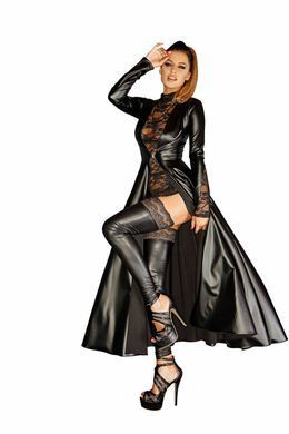 Сукня-плащ з мокрим ефектом Noir Handmade F128C Powerwetlook gown coat, M (м'яте паковання!!!) &mdash; купити в інтим-бутику EroticToys