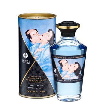 Розігрівальна олія Shunga Aphrodisiac Warming Oil &ndash; Coconut Thrills (100 мл) без цукру, смачна &mdash; купити в інтим-бутику EroticToys