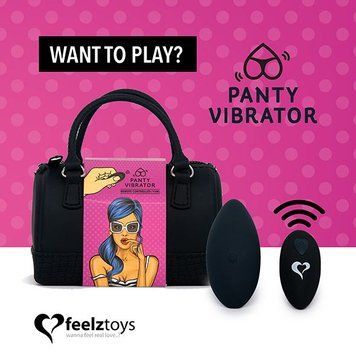 Вібратор в трусики FeelzToys Panty Vibrator Black з пультом ДК, 6 режимів роботи, сумочка-чохол &mdash; купити в інтим-бутику EroticToys