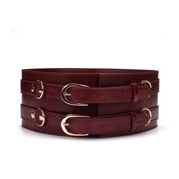 Шкіряний пояс для бондажу Liebe Seele Wine Red Waist Cuff, M Size &mdash; купити в інтим-бутику EroticToys