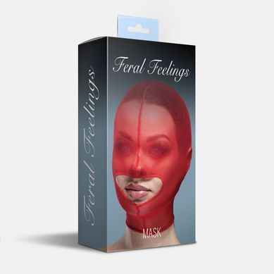 Маска сітка із відкритим ротом Feral Feelings - Hood Mask Red &mdash; купити в інтим-бутику EroticToys