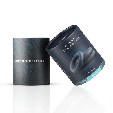 Набір ерекційних кілець Boners 3-Piece Cock Ring Set &ndash; Grey, 3; 3,3 та 4,4 см &mdash; купити в інтим-бутику EroticToys